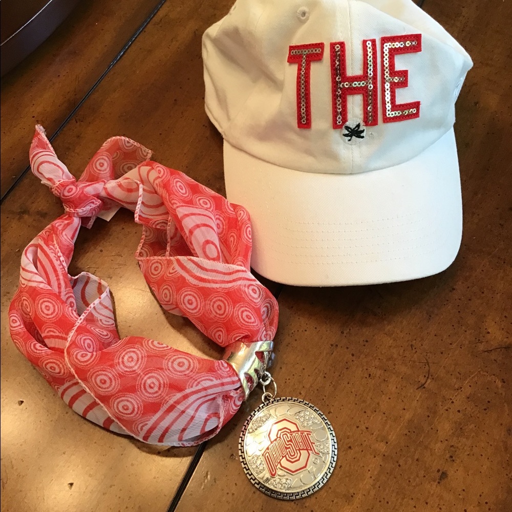 Ohio State Scarf Necklace and Bling Hat